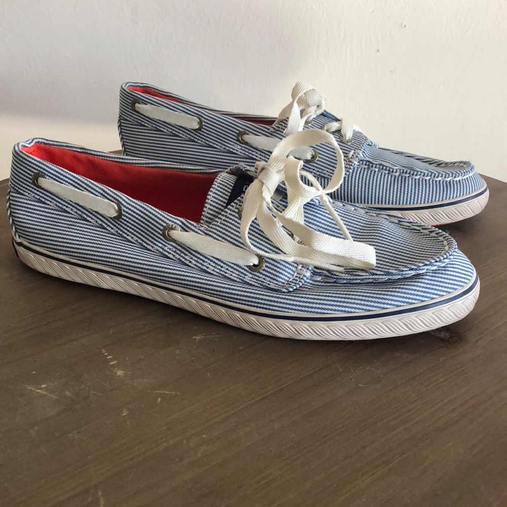 Sperry Top Slider Striped Boat Shoes with Laces